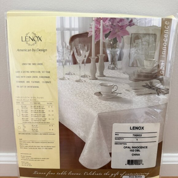 Lenox Opal Innocence White 60" x 102" Oblong Tablecloth - Picture 2 of 3